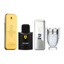 Combo de 4 Perfumes Masculinos - One Million, Ferrari Black, 212 Vip Men e Invictus