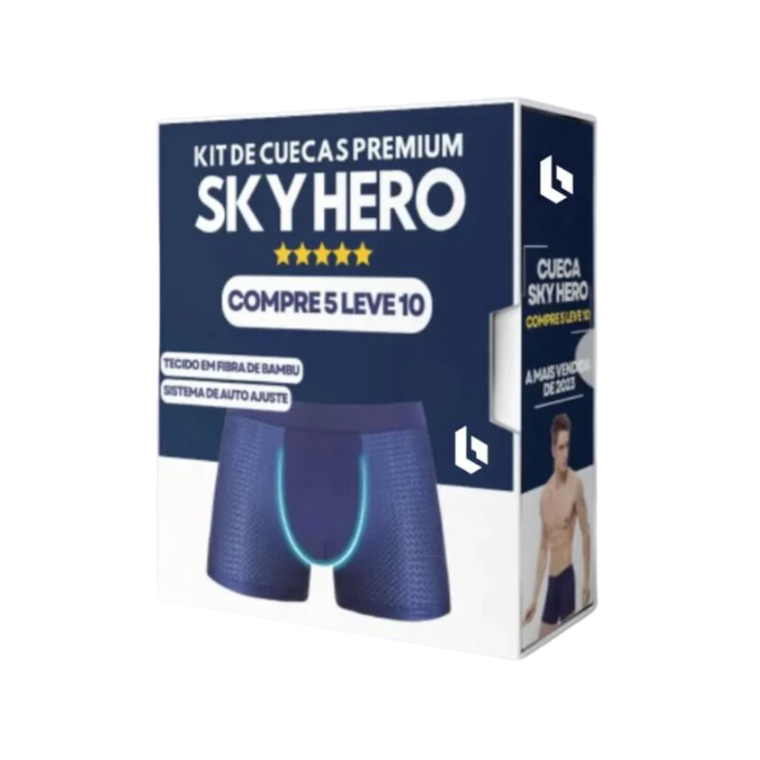 Kit 10 Cuecas de Fibra de Bambu Sky Hero - Pague 5 e leve 10